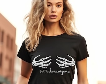 Edgy Skeleton Crop Top Tee, Halloween crop top, yoga crop top, women's crop top, skeleton Halloween print tee, skeleton shirt, gift for her