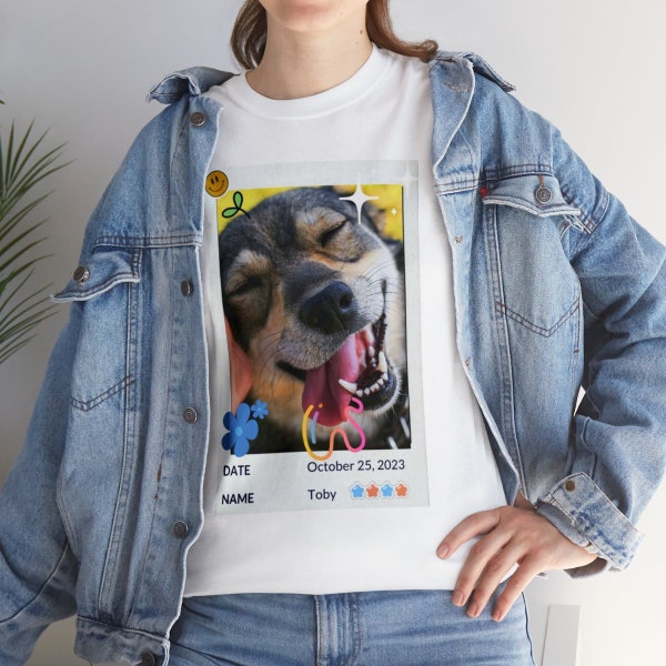 Personalized pet portrait t-shirt, funny pet portrait, mom dog/cat/rabbit gift, pet portrait from photo(Polaroid print)pet remembrance gift