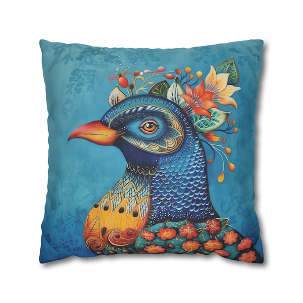 Luxe Floral Bird, Luxe Faux Suede Pillowcase, Throw Pillowcase, Versatile Elegance for Any Room