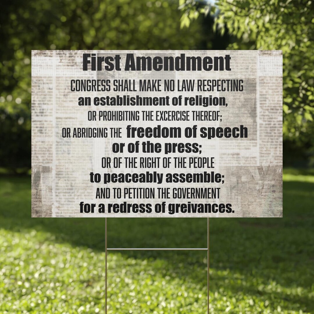 First Amendment Yard Sign (18x24, 24x36), Double-sided, Social Justice ...