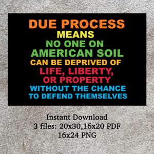 Due Process Full Color - 20x30, 16x20 PDF Instant Download