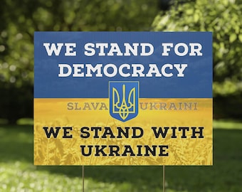 Slava Ukraini Yard Sign: Stand with Ukraine, Save Democracy