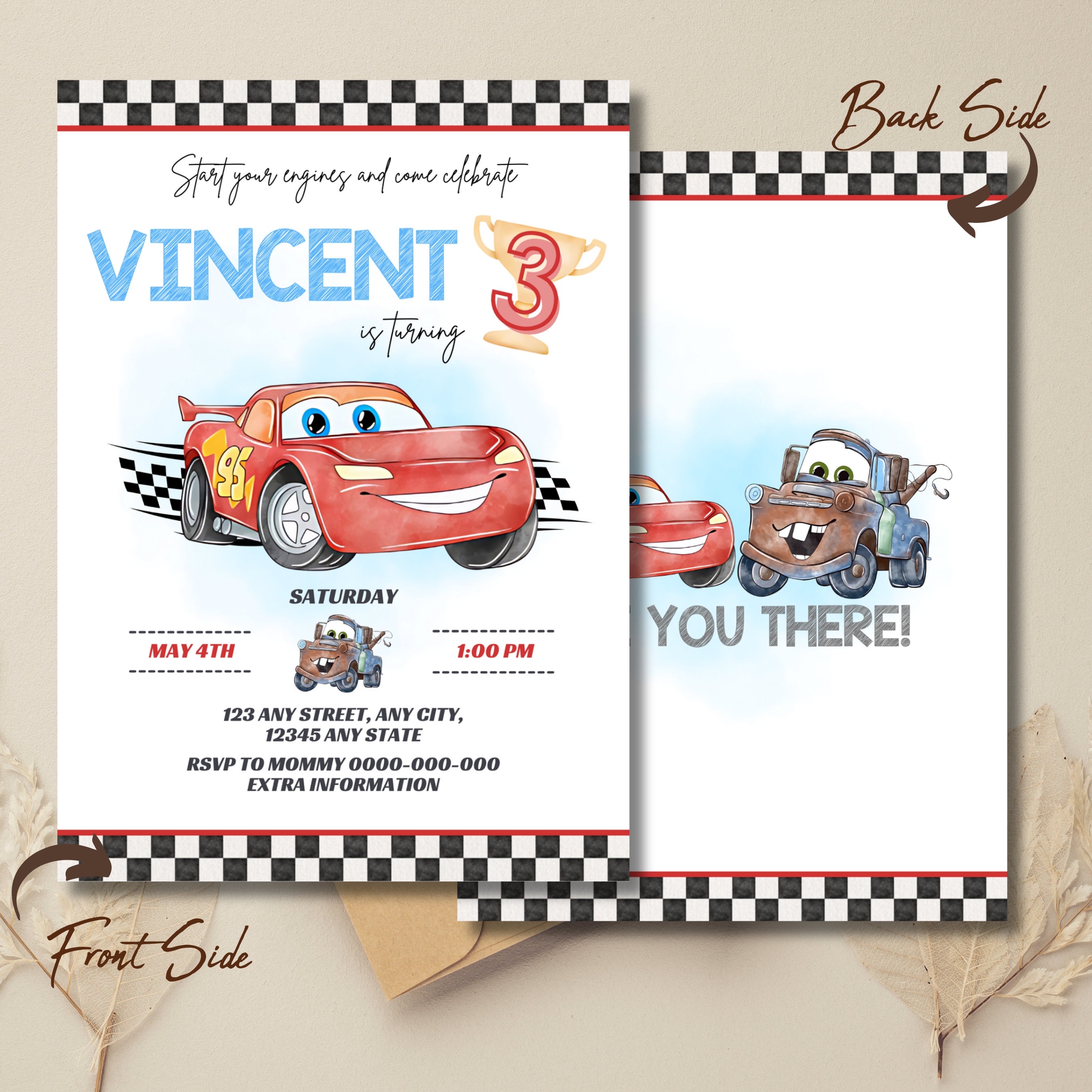 Lightning Mcqueen Birthday Invitation: Cars Party (instant Download) - Etsy  Israel, image size:2700x2700