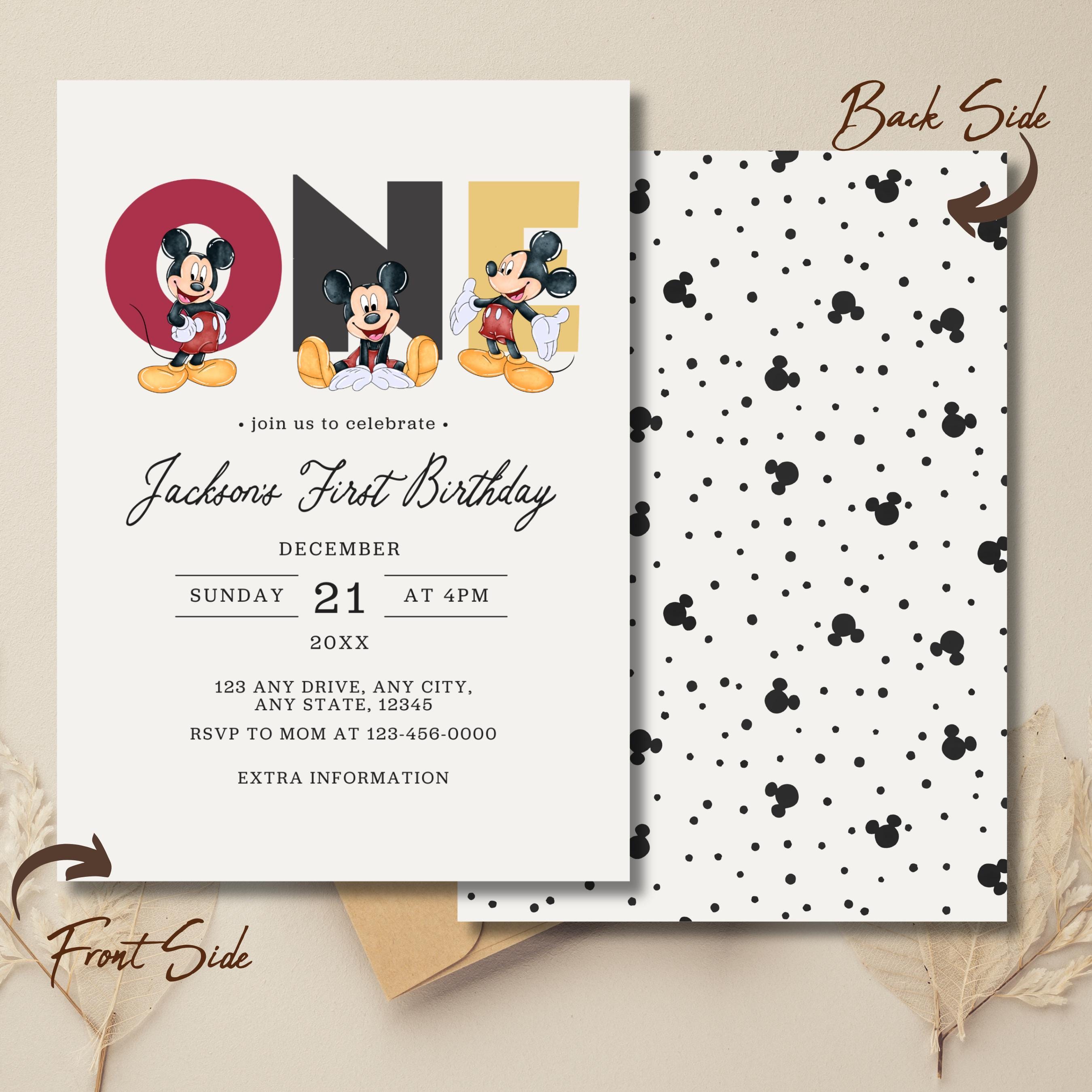 Mickey Mouse First Birthday Invitation, Editable Digital Invite, Cute ...