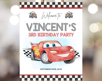 Lightning McQueen-Geburtstagseinladung: Cars Party, bearbeitbare Vorlage (PDF)