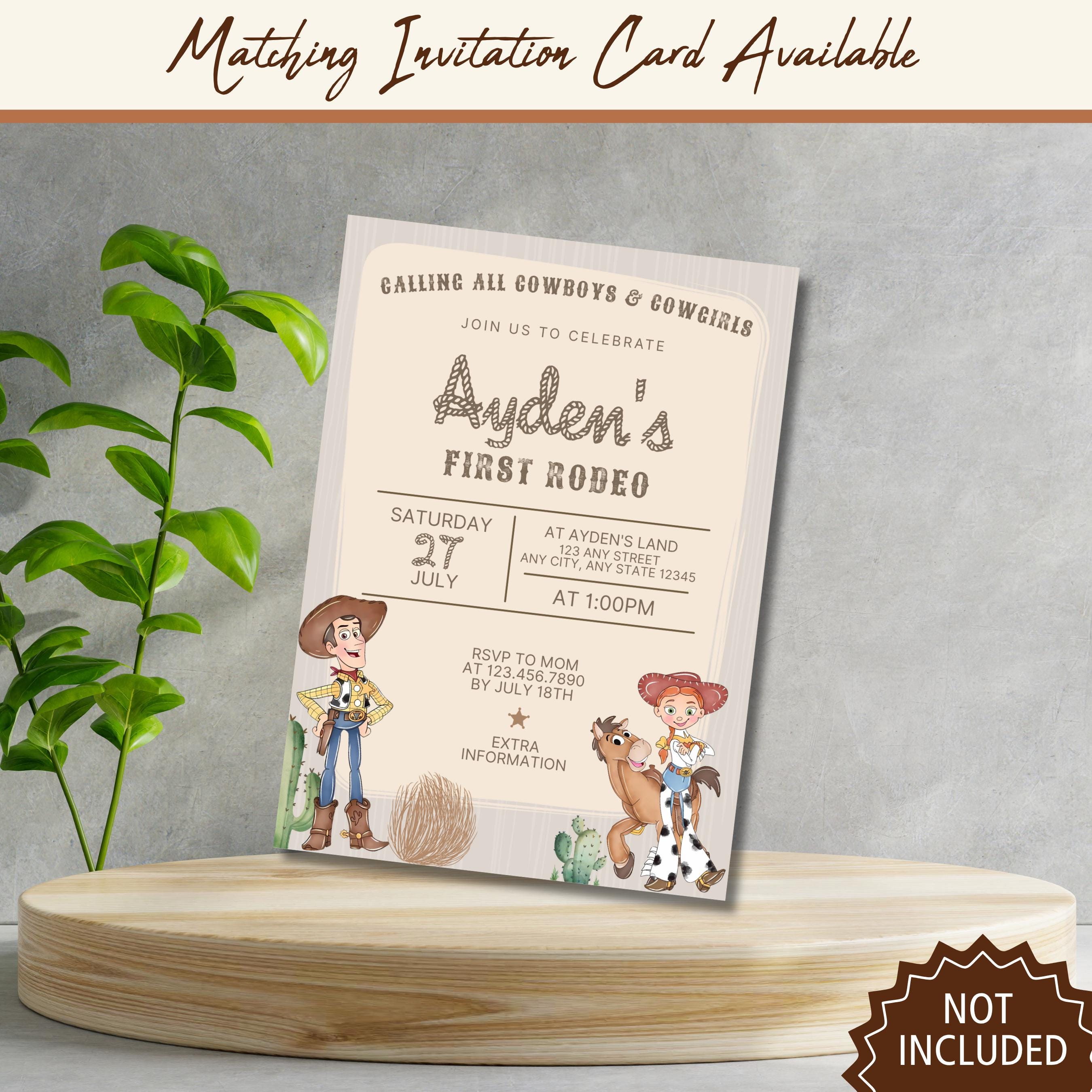 Woody First Rodeo Invite Toy Story Rodeo Milestone Board: Woody's Round up Birthday (digital ...