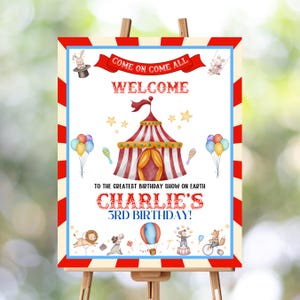 Editable Circus Welcome Sign: Vintage Carnival Birthday Party Decor (16x20&quot; PDF Template)