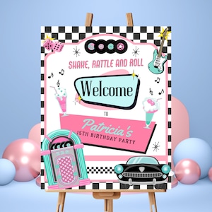Retro Diner Birthday Invitation: 50&#39;s Party Decor (Digital Download)