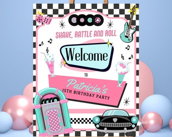 Instant Download | 50&#39;S Birthday Invite | Retro Diner Birthday Invitation | Retro Birthday Party | Retro Poster Diner Party Decor