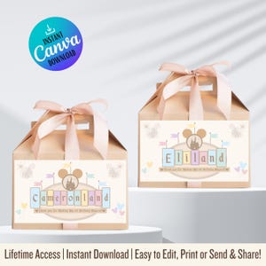 Étiquette de boîte à pignon imprimable Happy Birthday | Étiquettes pour boîte à pignon pour fête d'anniversaire | Articles de fête d'anniversaire magiques | Étiquette pour boîte cadeau Disneyland
