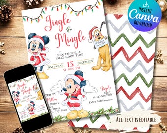 Mickey Mouse Christmas Party Invitation (Digital)