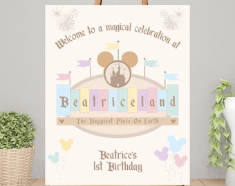 Disneyland Birthday Welcome Sign | Editable Party Decoration (Digital Download)