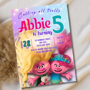 Trolls Party | Printable Birthday Invitation | Electronic Invitation ...