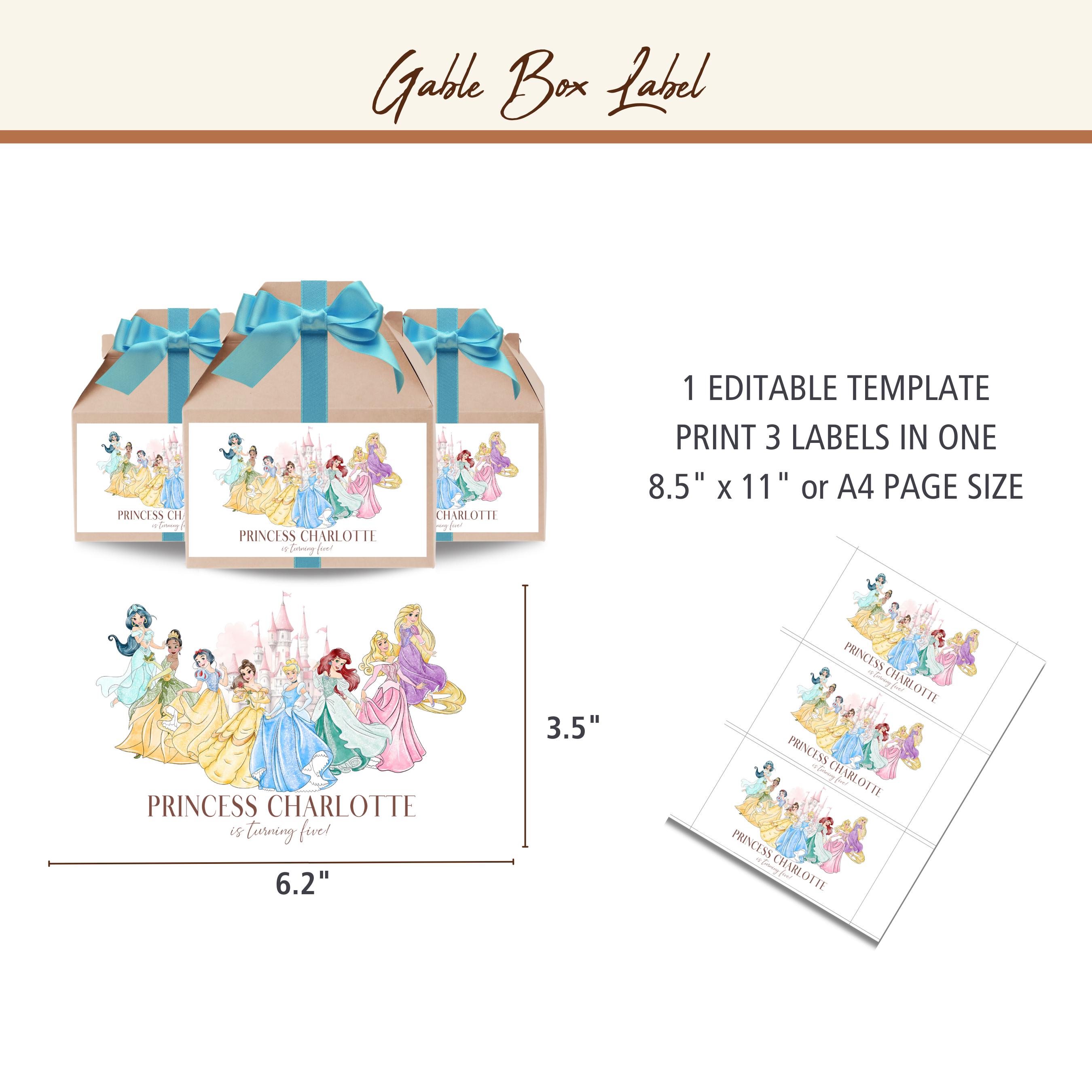 Princess Gable Box Princess Birthday Gable Box Label: Magical Theme (digital File Only) - Etsy