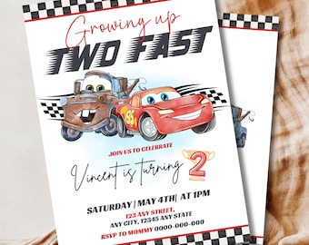 Lightning McQueen Birthday Invitation | Editable Digital Invite | Cars Party Template | Instant Download for Kids