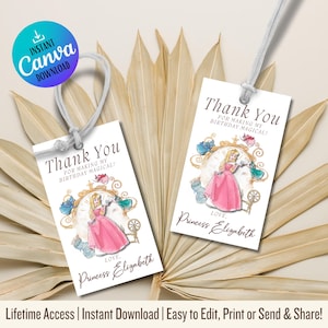 Sleeping Beauty Thank You Tags | Princess Birthday Party (Editable Printable)