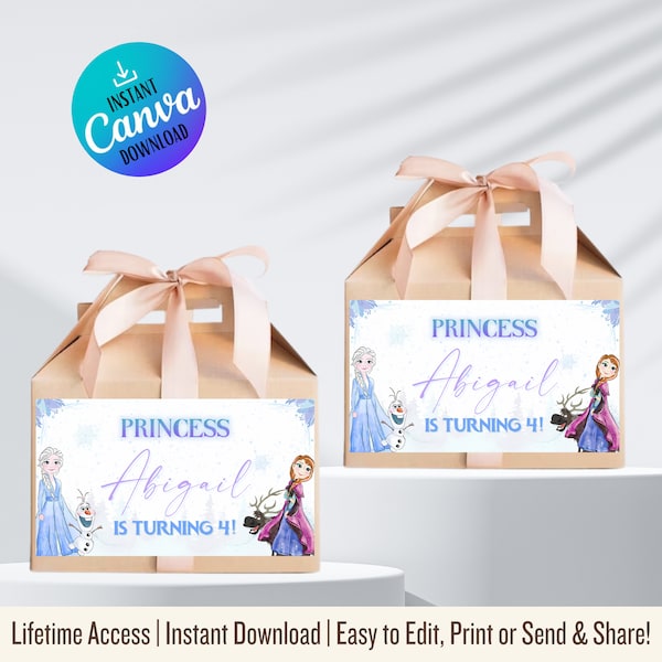 Frozen Party | Bottle Labels | Planner Stickers | Digital File Only | Gable Box | Water Bottle | Frozen 2 | Frozen Favor Bags