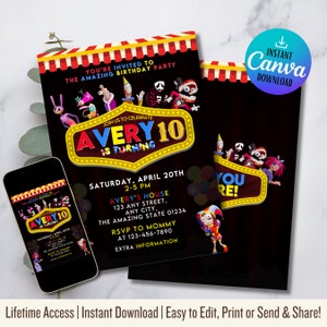 Roblox Gamer Party Theme | It&#39;s Party Time | The Amazing Digital Circus Invitation | Digital Invitation | Pomni Colorful Invite