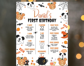 Mickey Mouse Halloween Milestone Board: Spooky Theme (Digital Editable Template)