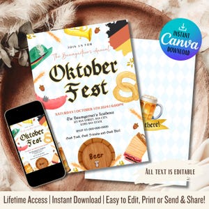 Oktober Fest Invitation | Oktoberfest Invitation | Beer & Hops | Editable Template | Customizable Party Invite | Celebrate With Style