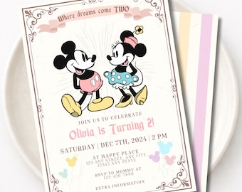 Mickey and Minnie Birthday Invitation: Customizable Kids Party (Digital Download)