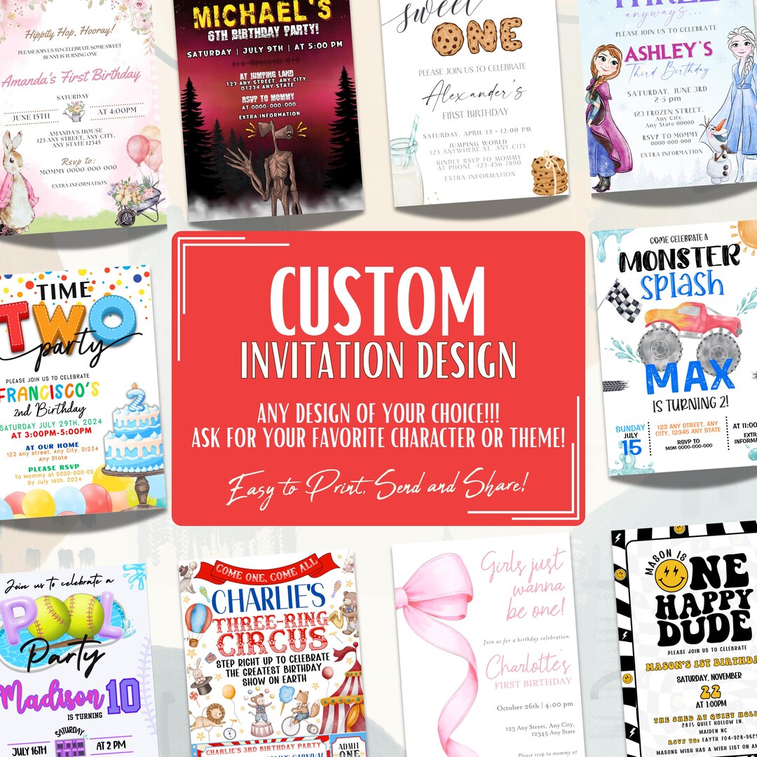 Custom Invitation Design, Any Theme, Any Character (digital Download ...
