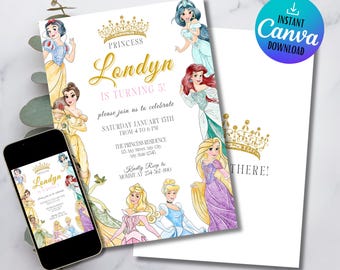 Princess Birthday Invitation: Magical Theme, Editable Template (Digital Download)