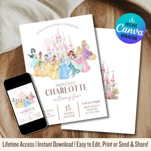Princess Birthday Invitation | Editable Digital Invite | Magical Princess Theme | Instant Download | Princess Invitation | Girl Birthday