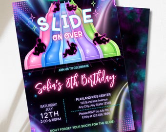 Kids Birthday Slide Invitation, Editable Indoor Playground Party Template, Digital Download, Fun Kids Invite for Celebration