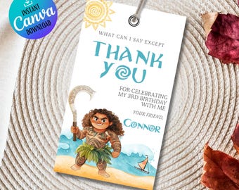 Moana Maui Danke Geschenkanhänger: Kindergeburtstag Gastgeschenke (Digitaler Download)