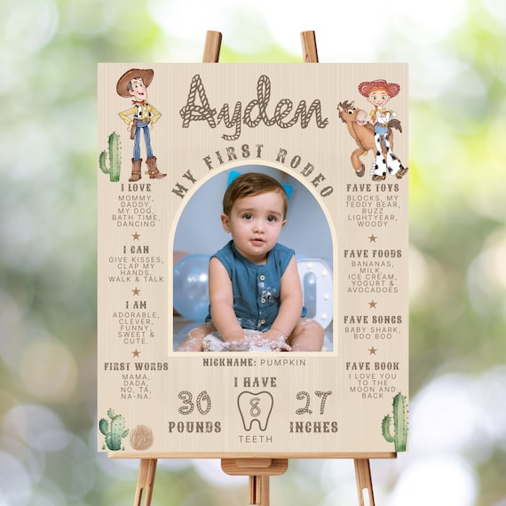 Toy Story Rodeo Milestone Board: Woody's Round Up Birthday (Digital Editable Template)