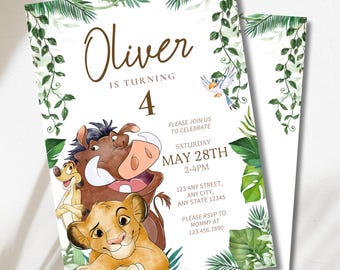 Einladung zum König-der-Löwen-Geburtstag | Simba-Dschungel-Thema | Bearbeitbare Canva-Vorlage (Digitaler Download)