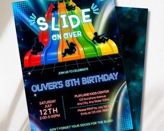Kids Birthday Slide Invitation, Editable Indoor Playground Party Template, Fun Kids Invite for Celebration, Digital Download