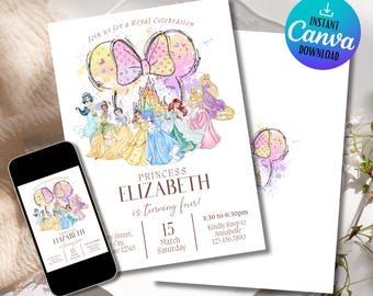 Editable Princess Birthday Invitation: Magical Theme (Digital Invite)
