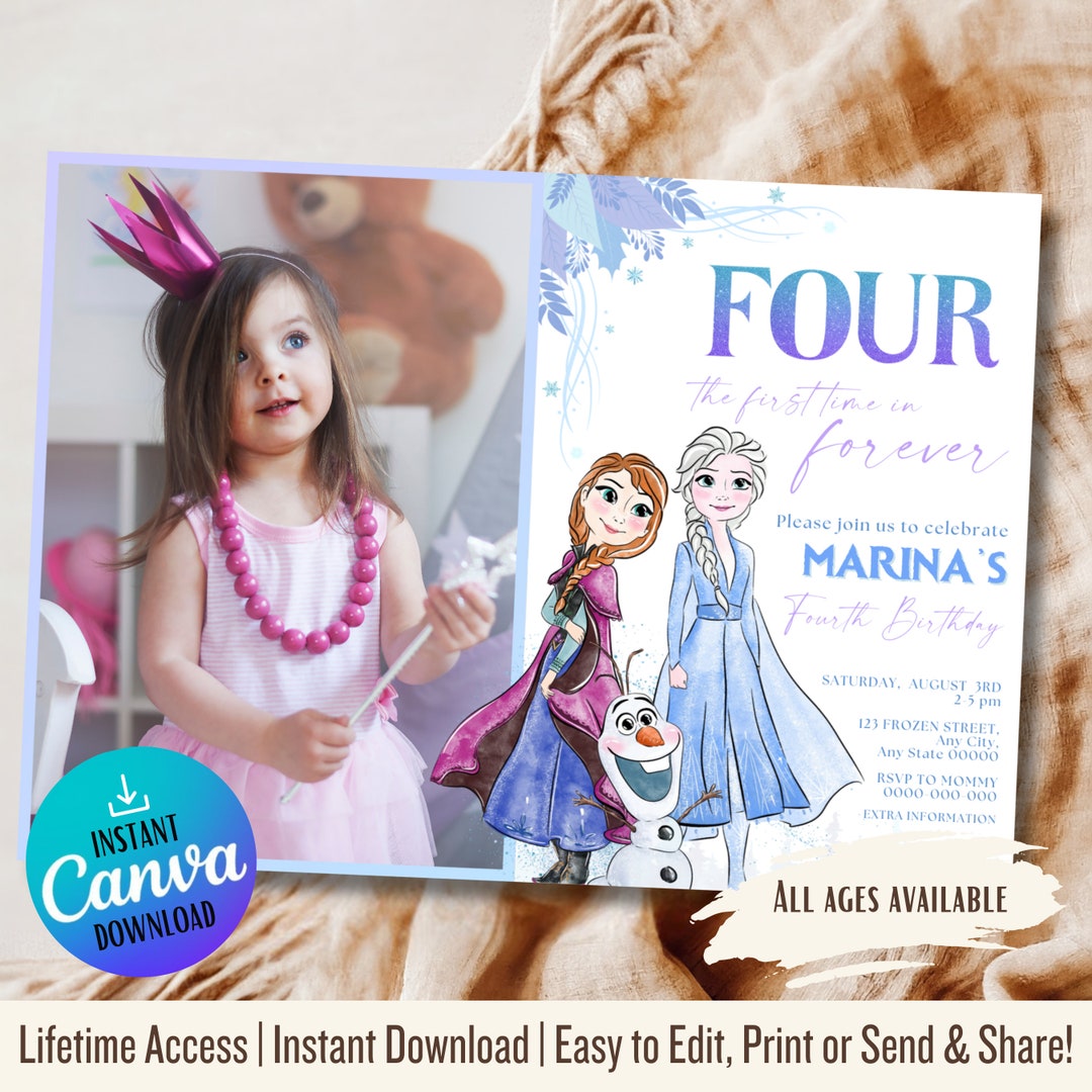 Instant Download | Frozen Party Invite Editable in Canva and Printable ...