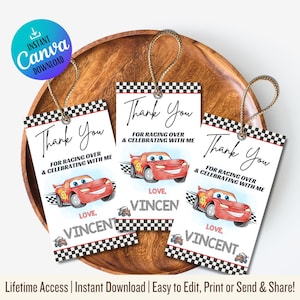Cars Birthday Party Dankeschön Anhänger | Lightning Mcqueen Anhänger | Autos Gastgeschenke | Mcqueen Geburtstagsparty Anhänger | Sofort Download