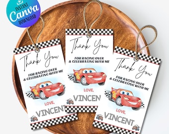 Lightning McQueen Thank You Tag: Cars Birthday Party Favors (Instant Download)