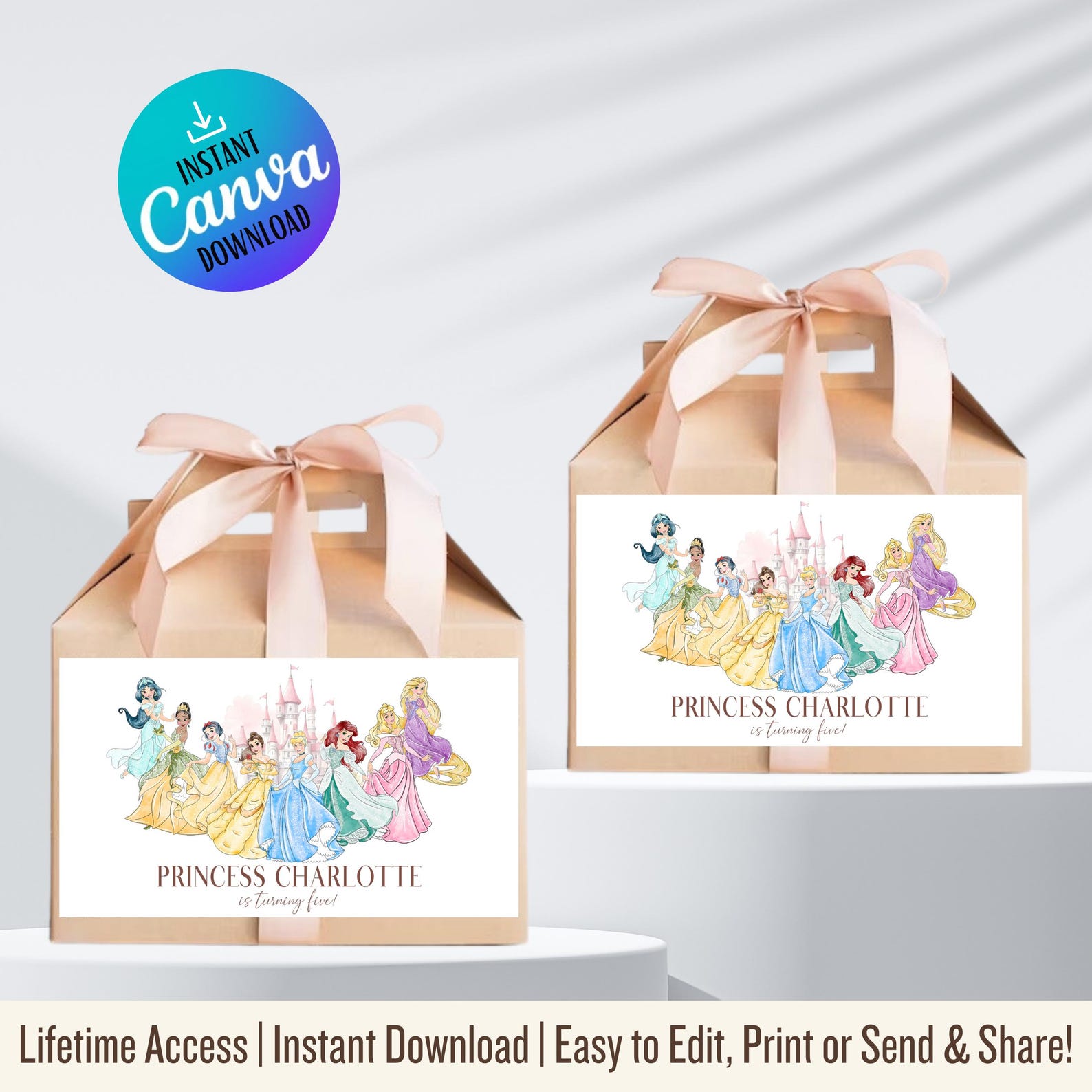 Princess Gable Box Princess Birthday Gable Box Label: Magical Theme (digital File Only) - Etsy