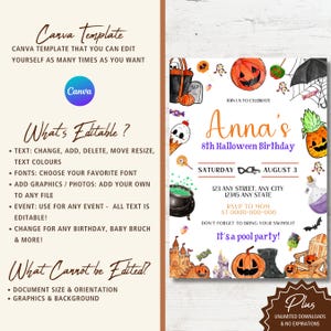 Summerween Party Invitation: Retro Halloween Pool Party (Digital Download image 6