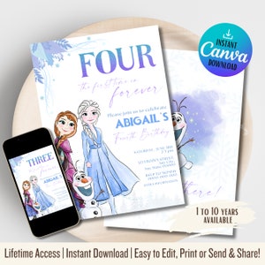 Frozen Birthday Invitation: Elsa & Anna, 4th Birthday (Editable Template)