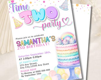 Editable 2Nd Birthday Party Invitation: Colorful Celebration Template, Printable Design Download