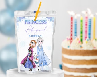Printable Frozen Birthday Capri Sun Labels: Elsa and Anna Party Decor (Digital Download)