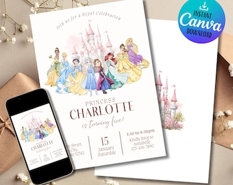 Magical Princess Birthday Invitation Template (Digital Invite)