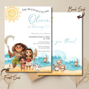 Moana Invitation | Editable Digital Birthday Invite | Hawaiian Kids Party Template | Instant Download Invitation image 2