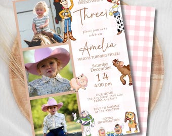 Toy Story Third Birthday Invitation: Buzz Lightyear & Woody (Editable Template)