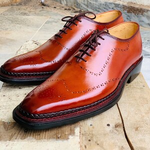 custom made brown leather oxford shoes men