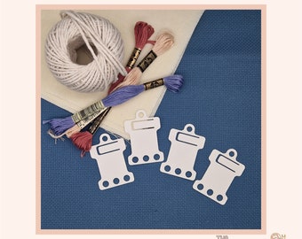 White Cross stitch embroidery floss bobbins, floss drops, thread organisers