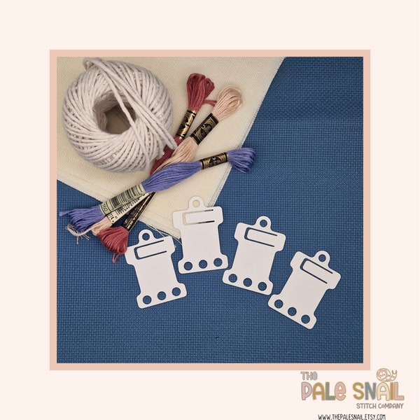 White Cross stitch embroidery floss bobbins, floss drops, thread organisers