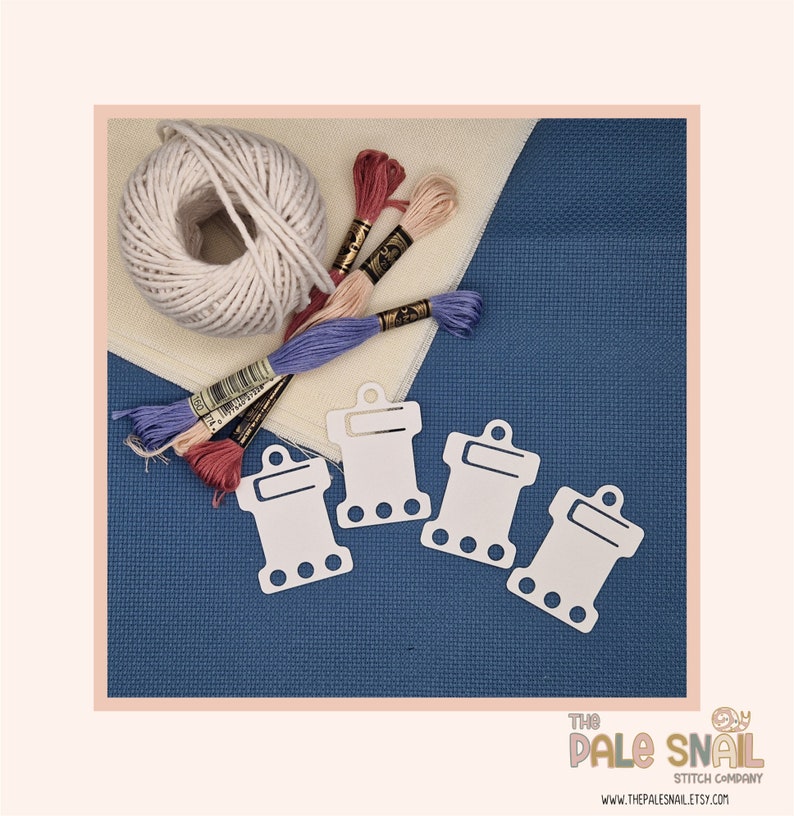 White Cross stitch embroidery floss bobbins, floss drops, thread organisers image 1