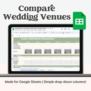 Hochzeit Veranstaltungsort Vergleich Tabelle | Checkliste für die Hochzeitsplanung | Veranstaltungsort Vergleich Tabelle |  Google Sheets Hochzeitsplanungs Template
